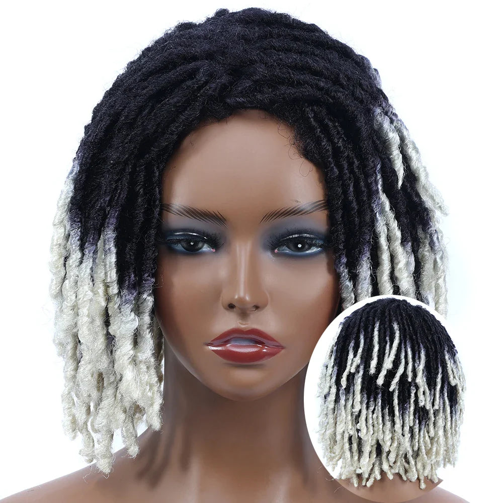 10" Braided Bob Wig | Afro Dreadlock Wig | Curly Ends | Synthetic Crochet Wig | Cosplay