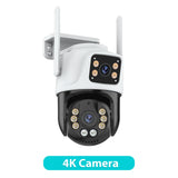 Caméra IP PTZ extérieure à trois objectifs, 6K HD, trois écrans, WiFi, suivi automatique, double objectif 4K, caméra de vidéosurveillance sans fil iCsee