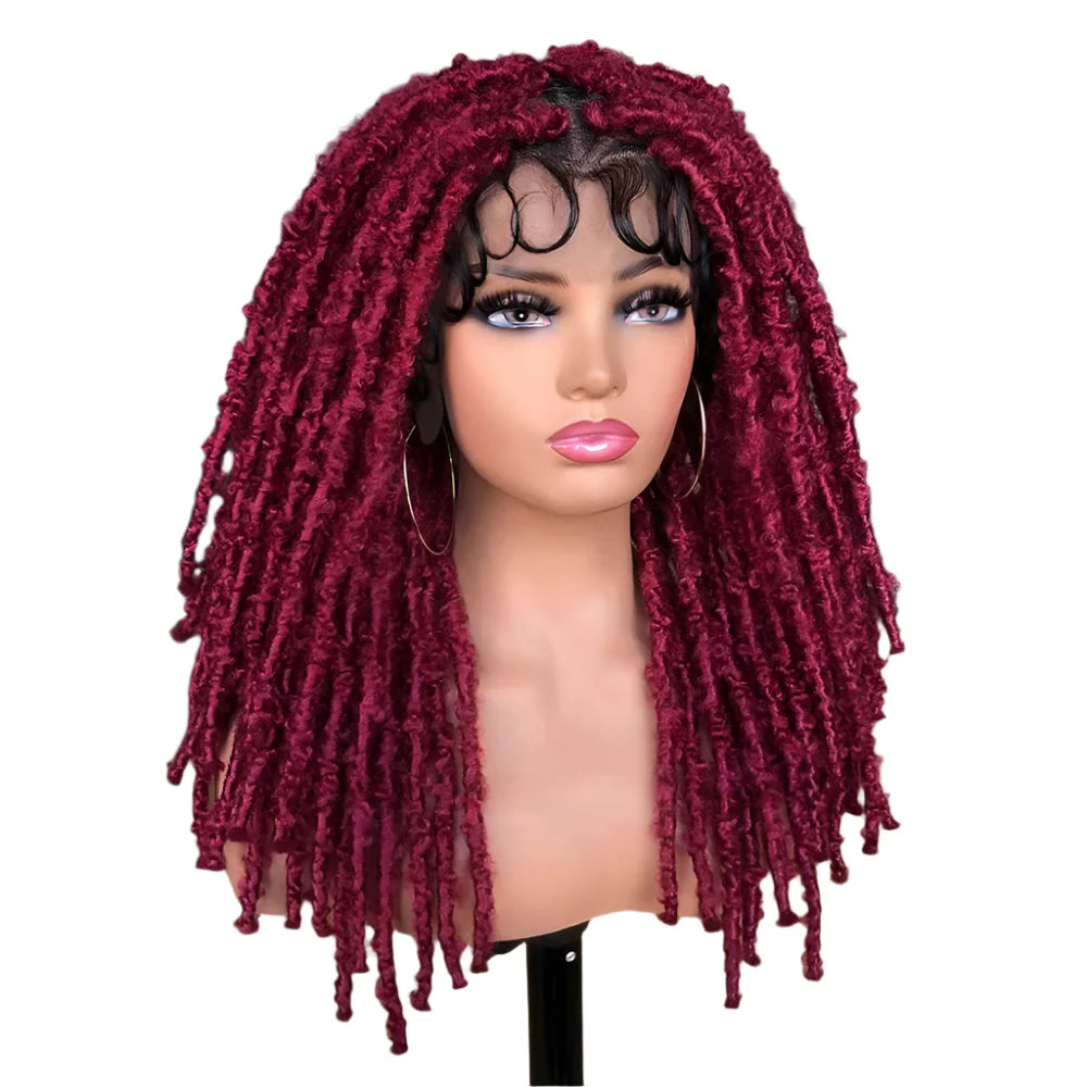 Blue Butterfly Locs Full Lace Braided Wigs For Women Crochet Hair Dreadlocks Meche Faux Locks Braids Extensions Synthetic Hair