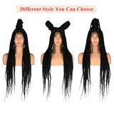 36" Large Square Knotless Box Braids Wig | Full Double Lace | Baby Hair | Kanekalon
