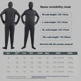Halloween Costume for Adults & Kids Solid Black JumpSuit Invisible Man & Cat Character Men's Tight Invisibility Clothes