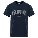 California West Coast Street Letter Tops Men Hip Hop Crewneck Tee Clothes T Shirt Summer Breathable T-Shirt Street Cotton Tshirt - Lootquake