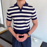 Men's Polo Shirt Elbow-Sleeved T-shirt Fashion Polo Collar Slim-Fit Men Clothing Woolen Sports Polo Tee Shirt Man Golf Shirt EUR - Lootquake