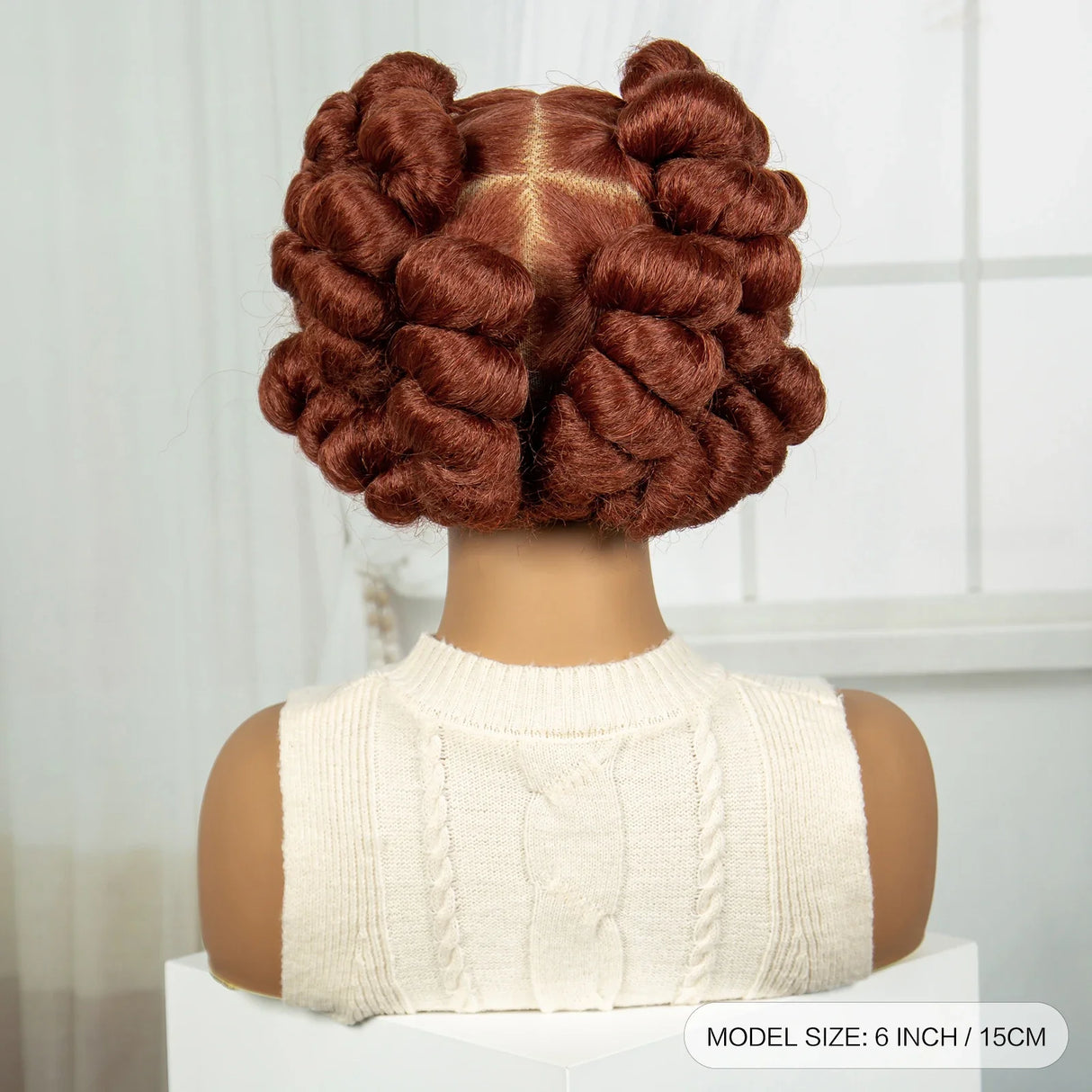 6" Short Bantu Knotless Braids Wig | 1B/30 Ombre | Full Lace