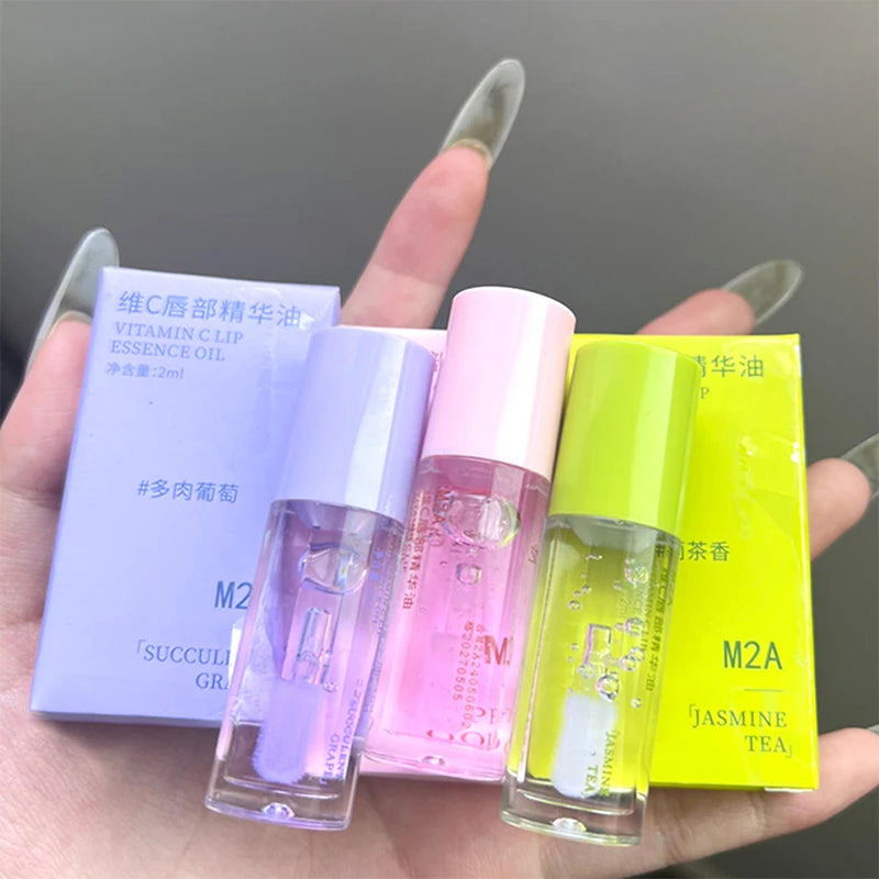 Aceite de esencia labial con vitamina C Aceite labial Líquido labial hidratante Prebase hidratante Mejora las líneas de los labios y elimina la piel muerta