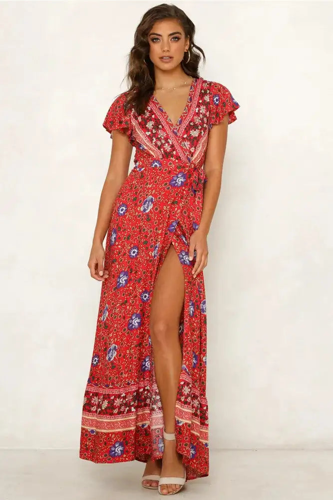 Vestido largo sexy con estampado de vacaciones de verano 2024 para mujer