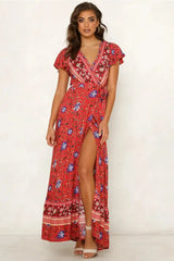 Vestido largo sexy con estampado de vacaciones de verano 2024 para mujer