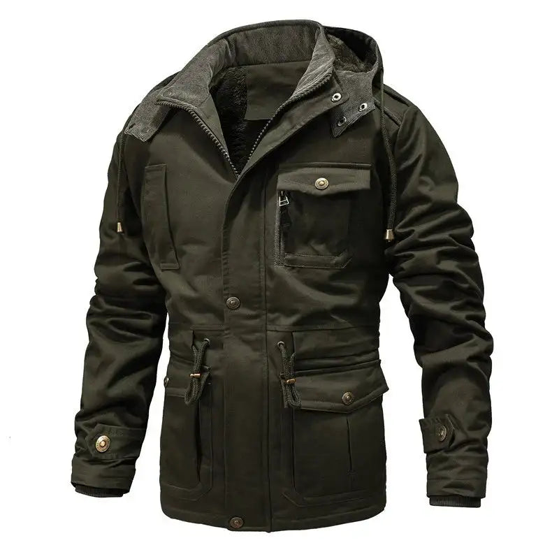 Winter Men's Warm Padded Jackets Fashion Men Fleece Lined Thermal Hooded Coats Men Mountain Ski Windbreaker Jackets Clothing - Lootquake