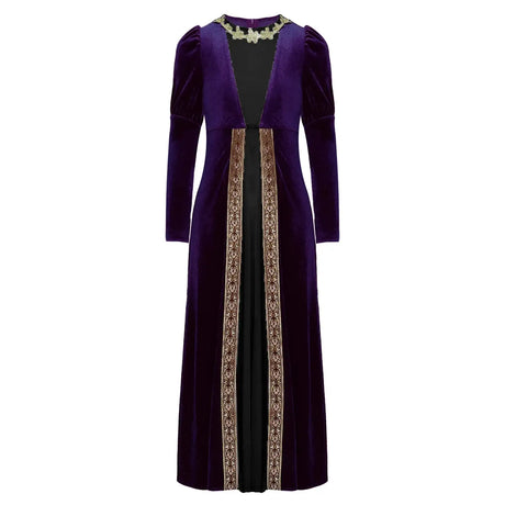 Girls Velvet Medieval Princess Dress Long Sleeve Renaissance Retro Robe Ancient Roman Long Dress for Halloween Carnival Party - Lootquake