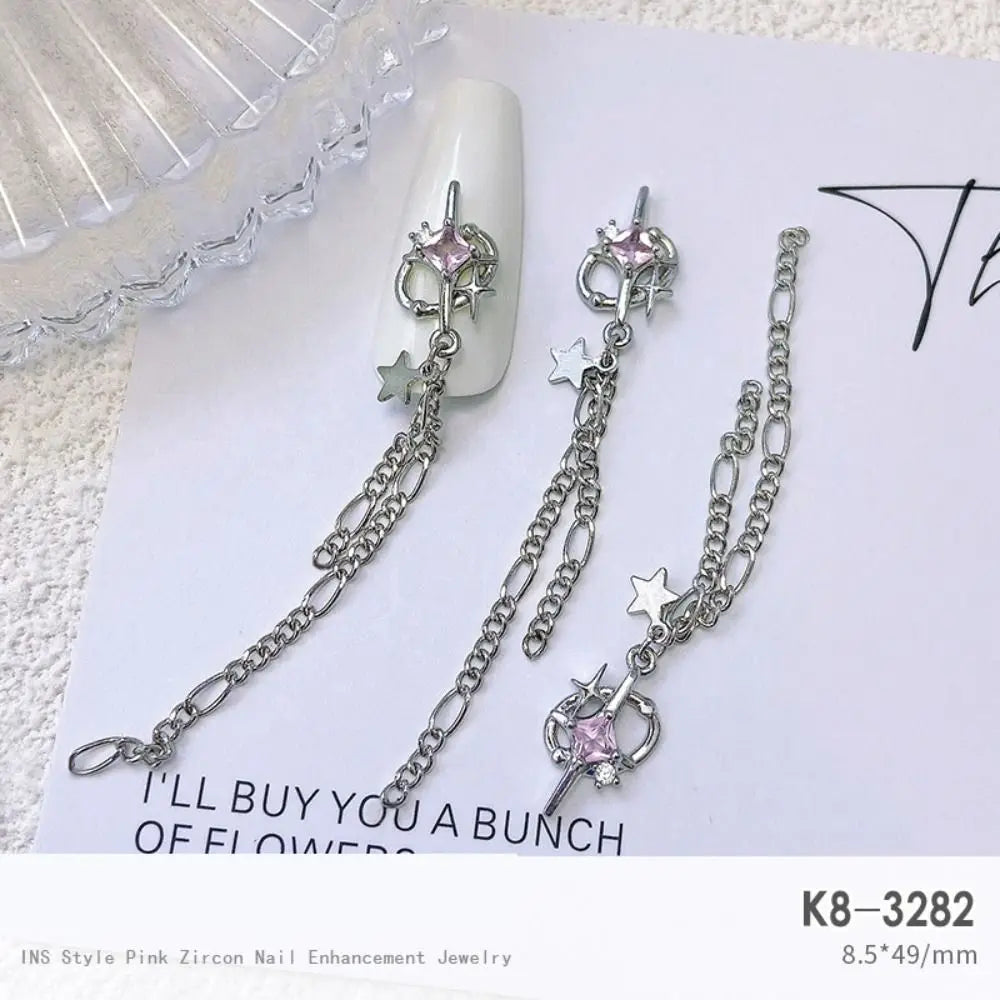 Light Luxury Charms Luxury Nails DIY Nail Charms Japanese Style Pink Jewel Nails Decor Manicure Ornaments Alloy
