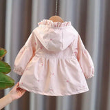 Girls Windbreaker Medium Length Coat Spring and Autumn New Children's Fashion Hooded Coat Little Girl Trench Coat - Lootquake