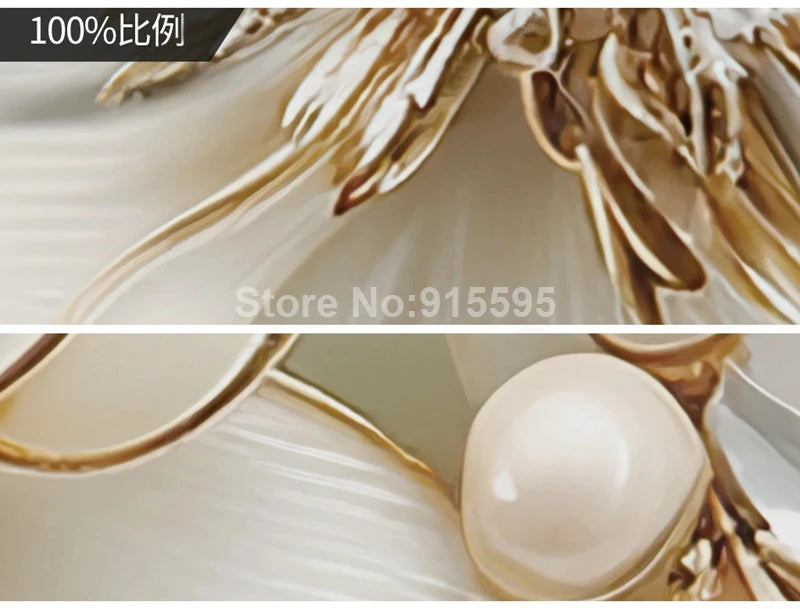 Custom Large Size Modern Wallpaper 3D Embossed Flowers Jewelry Mural Paper TV Background Wall Living Room Decor Home Improvement