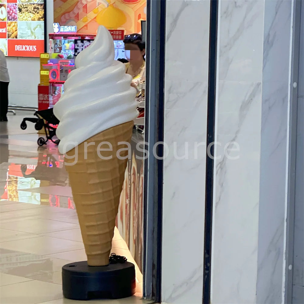 Escultura de 150 cm con forma de cono de helado suave, modelo alto, caja de lámpara grande para exhibición, atrae la atención, simulación, muestra, tienda de dulces.