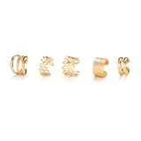 LATS Gold Color Leaves Ear Cuffs, Black Non-Piercing Ear Clip Earrings for Women & Men - Lootquake