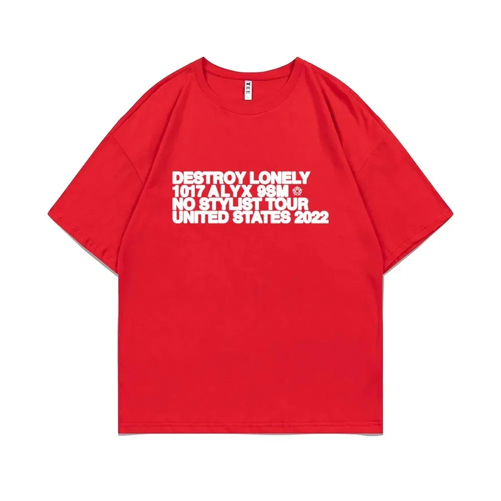Rapper Destroy Lonely Alyx Print Tshirt Mens Oversized Cotton Short Sleeve Tees Men Hip Hop Rap Style T-shirt Man Street T Shirt - Lootquake
