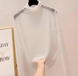 Neon Shirt for Women Long Sleeve Stand Collar Sheer Top Yellow Gold Mesh Blouse Sexy Party Club Streetwear Hip Hop Tee Tops - Lootquake