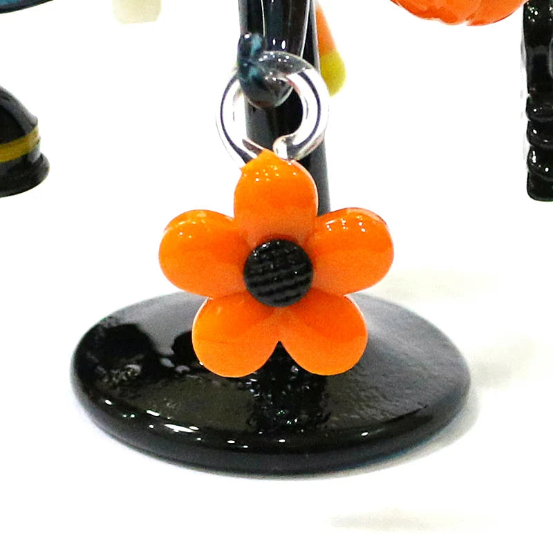 Halloween Decor Cute Glass Tree Figurine Ornaments with Mini Owl Spider Bat Pumpkin Cross Ghost Evil Eye Heart Moon Hat Pendant