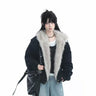 Winter New Plush Jacket American Retro Mao Collar Hooded Jackets Women Street Hip hop Gothic Harajuku Casual Cotton-Padded Coat - Lootquake