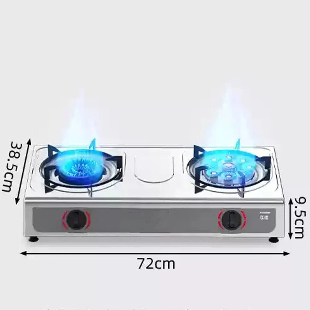 Estufa de gas de escritorio de doble placa de cocción para el hogar, cocina de fuego intenso con doble orificio y gas licuado natural.
