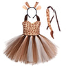 Halloween Animal Cosplay Costume for Children Forest Theme Cows Tiger Giraffe Leopard Zebra Tutu Dresses Performance Dance Sets