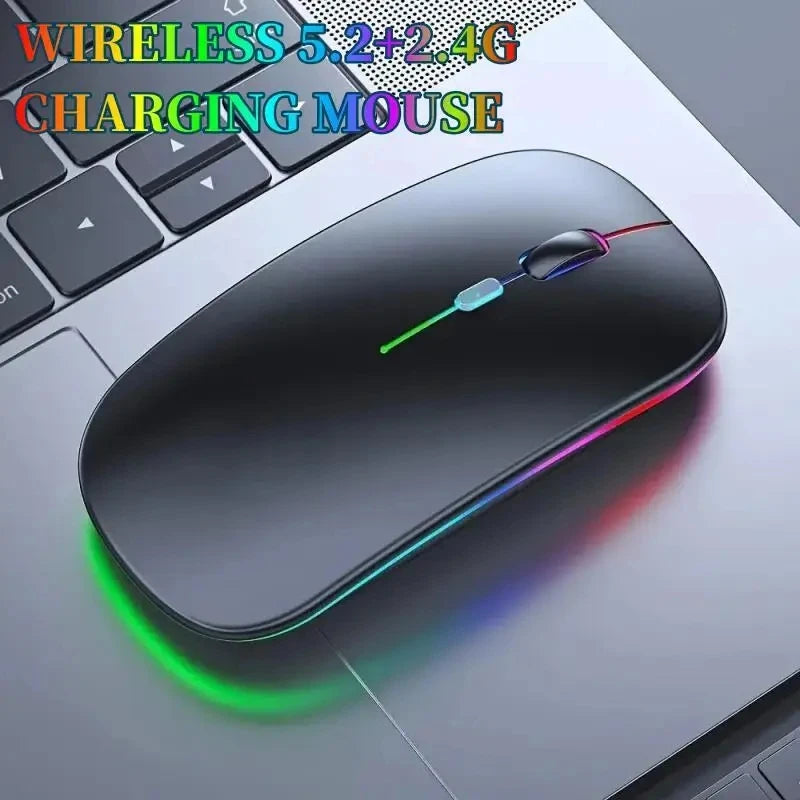 Souris de jeu sans fil, rétroéclairée, compatible USB, rechargeable, RVB, silencieuse, ergonomique, pour ordinateur portable et PC