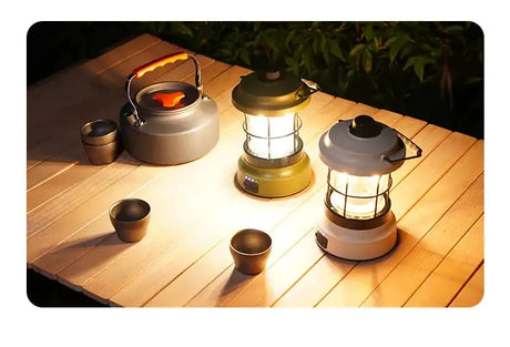 Retro Lamp Portable Camping Lantern USB Recharge Camping Tent Travel Light Vintage Outdoor Lighting Camping Equipment Flashlight - Lootquake