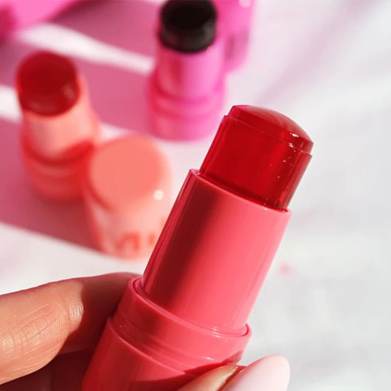 Milk Jelly Lipstick Blush Stick Moisturized Blusher Rouge Cream Shimmer Powder Blusher Stick Beauty Makeup for Women and Girls