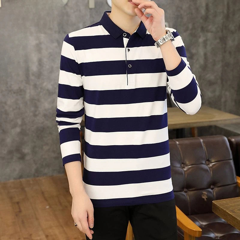 Male Sweatshirts 100℅ Cotton Pullover Stripe Business Formal Red Mens Polo Shirts Clothing Deals High Quality New Luxury Sale Xl - Lootquake