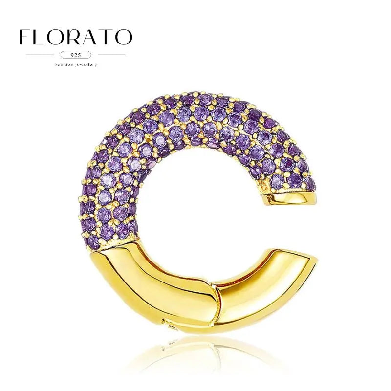 Pendientes de plata de ley 925 con microincrustaciones de circonitas en forma de aro y hebilla geométrica de lujo, joyería de moda, regalo al por mayor