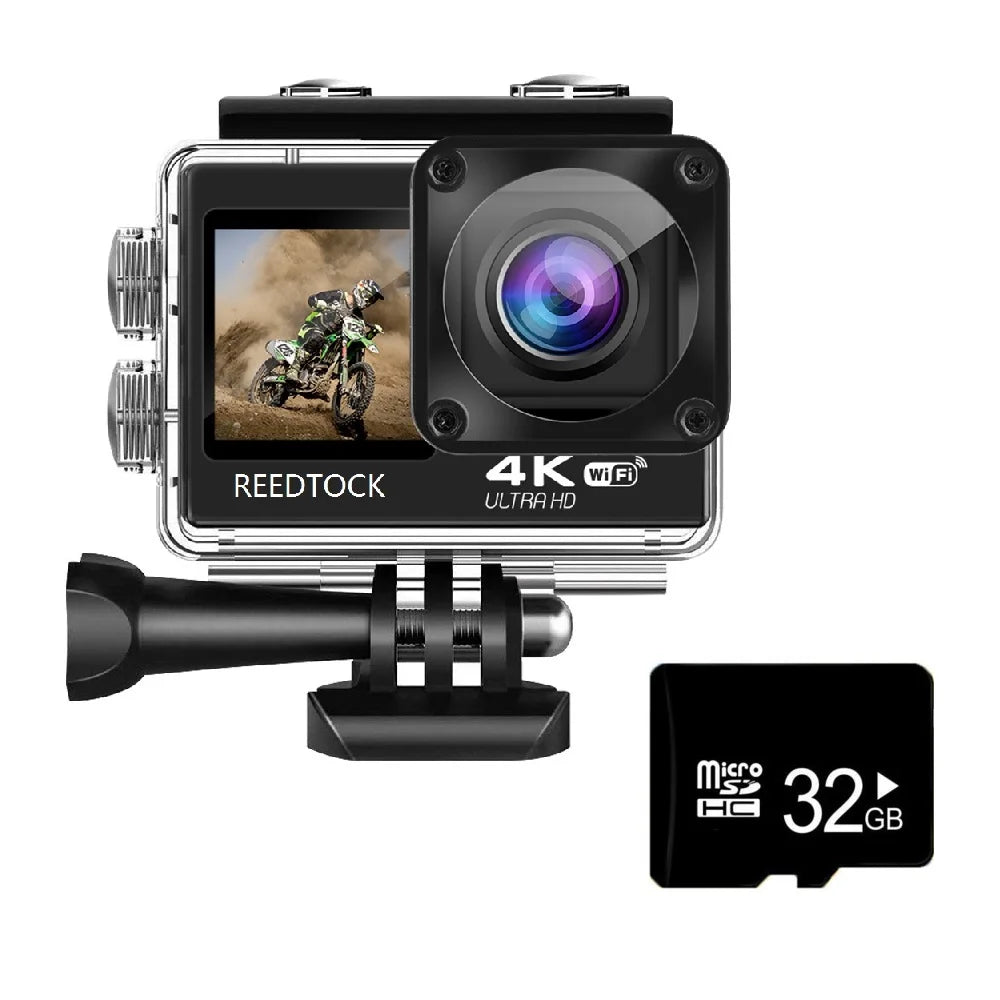 Cámara de acción 4K/30FPS con pantalla dual, cámara subacuática impermeable con control remoto, WiFi, grabadora de video deportiva para casco