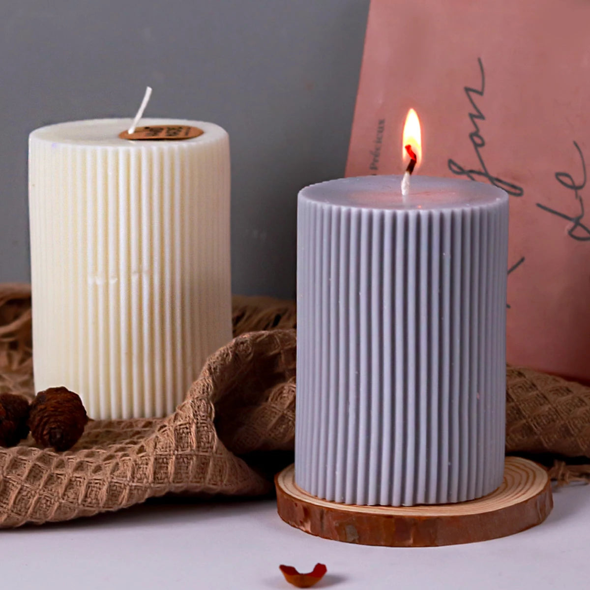 Molde de silicona para velas cilíndricas a rayas, hecho a mano, para hacer velas perfumadas, molde de cera, moldes artesanales de resina epoxi de cristal, decoración del hogar