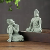 Decoración de pecera de Buda de arenisca, artesanía de Buda de meditación, escultura zen de Buda, micropaisaje, estatua de pecera