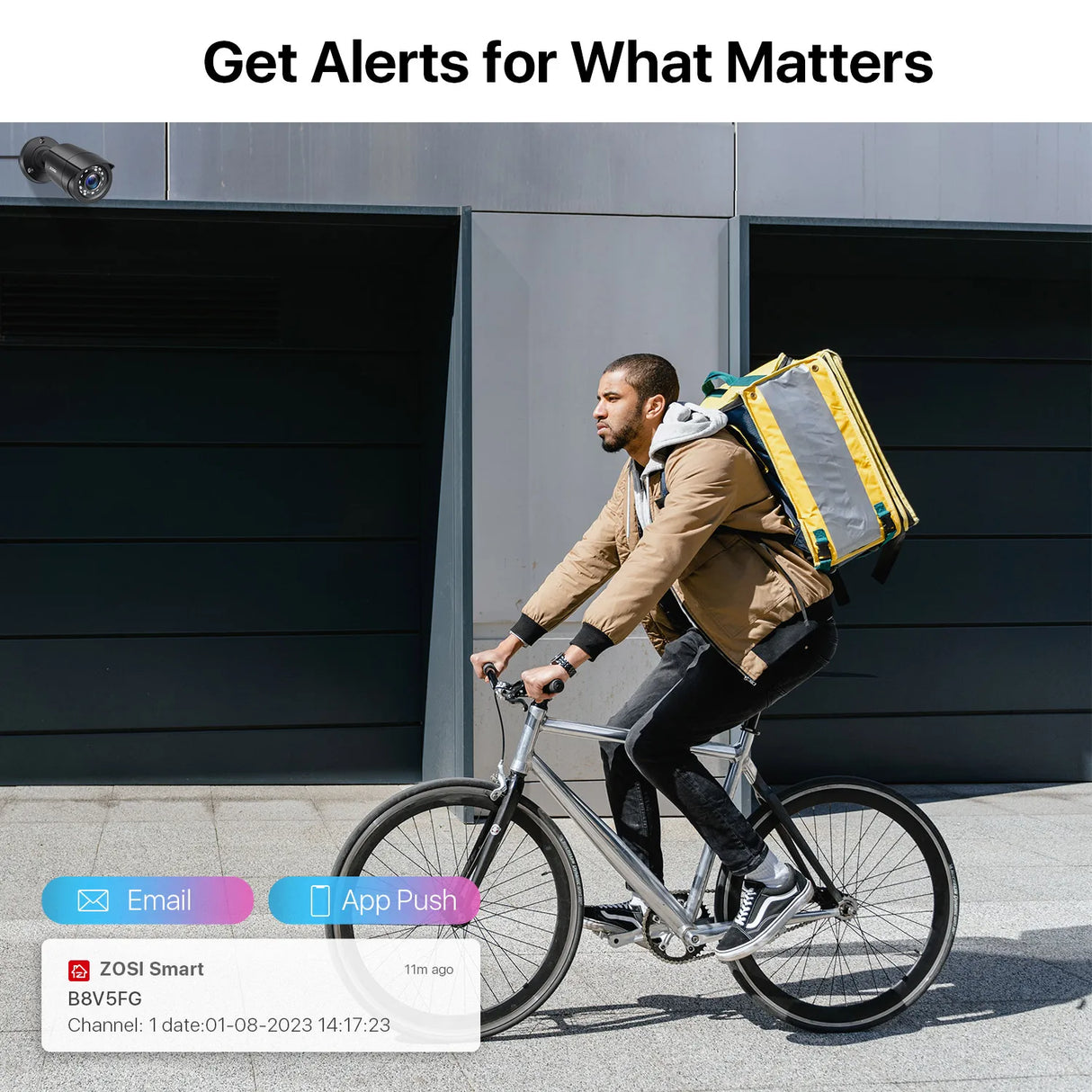 Sistema CCTV ZOSI de 8 canales H.265+, kit DVR Lite HD-TVI de 5 MP, 8 cámaras de seguridad para el hogar con visión nocturna para exteriores de 2 MP y 1080p.