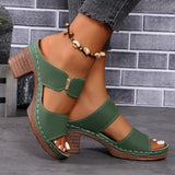 Women Summer Lightweight Hollow Sandals High Heels New Dress Chunky Open Toe Slippers Female 2024 Casual Slingback Slides Shoes - Lootquake