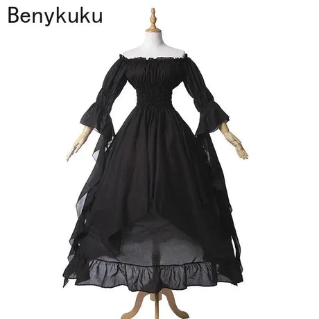 White Victorian Medieval Renaissance Long Dress Plus Size Women Cosplay Halloween Costume Princess Gown Vintage Gothic Dresses - Lootquake