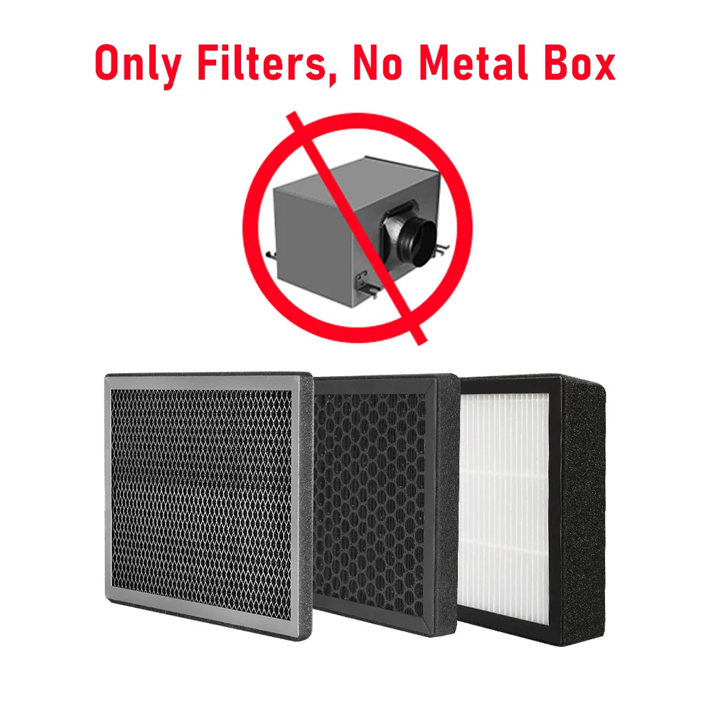 Caja de filtro purificador de 3 capas con filtro HEPA y de carbón para sistema de ventilación