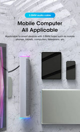 Enceinte Bluetooth sans fil, barre de son stéréo 4D, enceintes surround pour ordinateur portable, projecteur, PC, lecteur de musique, prise auxiliaire 3,5 mm, câble USB