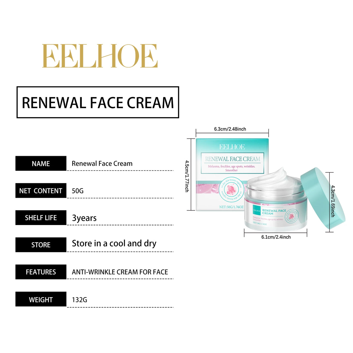 Crema facial reafirmante con colágeno, renovación, nutrición profunda, reducción de manchas oscuras, pecas, aclaramiento, piel suave, lifting, crema reafirmante.