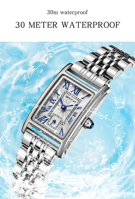 SANDA 1116 New Fashion 2024 Elegant Design Rectangle Dial Water Resistant Quartz Movement Business Women Analog Wrist Watch - Lootquake