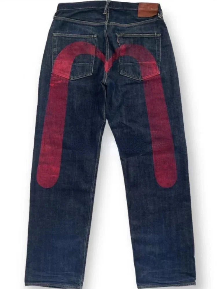 Jeans Women Gothic Y2K Retro Streetwear Black Cargo Punk Vintage Kpop Print Wide Leg Denim Panrts Female Autumn Trousers Pants - Lootquake