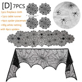 Halloween Decorations Set Spider Web Table Runner Fireplace Scarf Cover Tablecloth 3D Bats Wall Stickers Halloween Party Decor