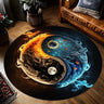 Tapis rond imprimé Yin Yang Dragon et Phénix pour la maison, le salon, la chambre à coucher, antidérapant, lavable, en flanelle