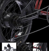 Bicicleta eléctrica retro de 1500 W, 48 V, 36 Ah, 20 x 4 pulgadas, neumáticos anchos, para montaña y nieve, AKEZ, motocicleta para adultos.