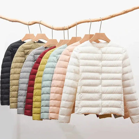 9 Color Women Puffer Jackets 90% Ultra Light Duck Down Women Matt Fabric Lightweight Coat Warm Female Windbreaker Parka - Lootquake