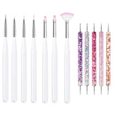 5/20Pcs Nail Art Brush Design Tip Painting Drawing Carving Dotting Pen FlatFan Liner Acrylic Gel UV Polish Manicure Tools
