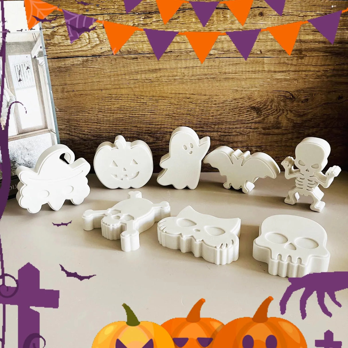 Halloween Decoration Diy Mold Skeleton Bat Mask Jack Ghost Silicone Mould Car Aromatherapy Plaster Doll Pinch Molds