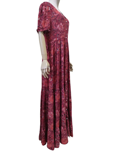 TEELYNN boho long dress Vintage 2023 floral print Chiffon three quarter sleeve v-neck summer Gypsy Hippie women dresses vestidos - Lootquake