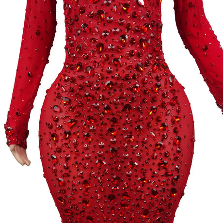 Sexy Party Banquet Evening Dresses Women Sparkly Rhinestone Long Dress Nightclub Singer Stage Costume Festival Clothing Cuixing - Lootquake