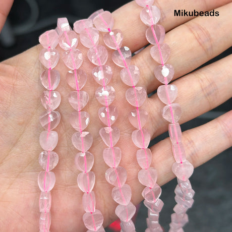 Wholesale Natural 3.8-4.8x8mm Madagascar Pink Quartz Crystal Faceted Heart Shape Stone Loose Beads For Making DIY Necklace - Lootquake