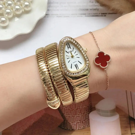 Women Quartz Watch Stainless Steel Bracelet  Fashion Gold Ladies Watches Clock Luxury High-quality Ladies Wristwatch(Only Watch) - Lootquake